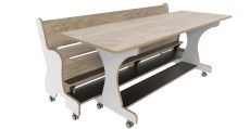 Hoogzit tafel L180 x B64 cm wit grey craft oak met bank Groothandel voor de Kinderopvang Kinderdagverblijfinrichting5